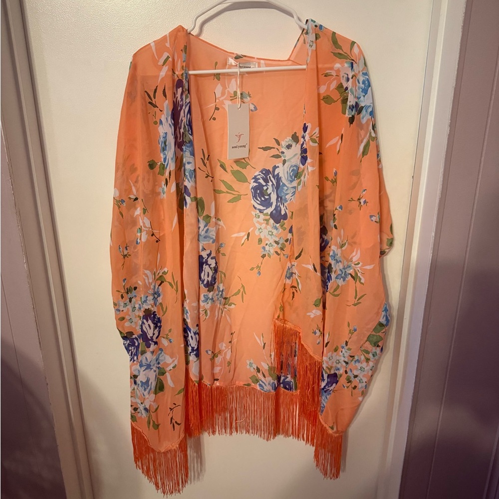Floral Orange Kimono Jacket